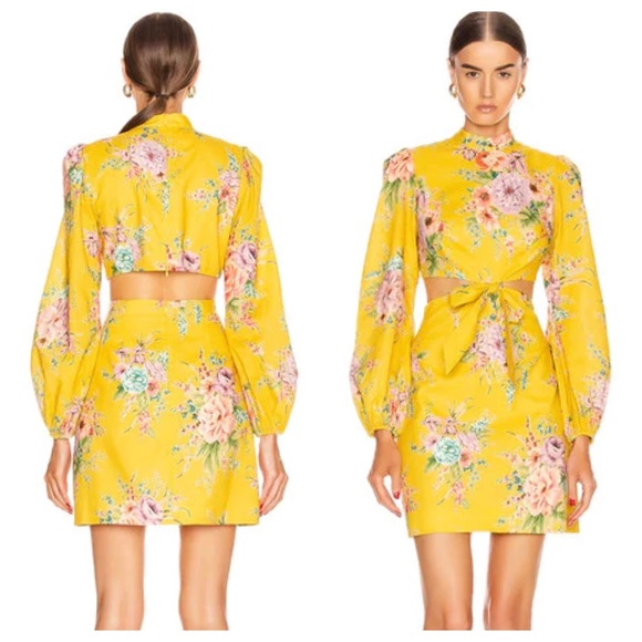 ZIMMERMANN Zinnia Bow Cut Out Mini Dress - Picture 2 of 16